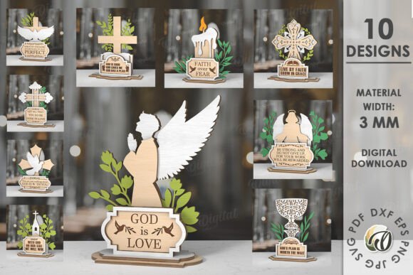 3D Christian Stand Decor Lasercut Bundle Ornaments