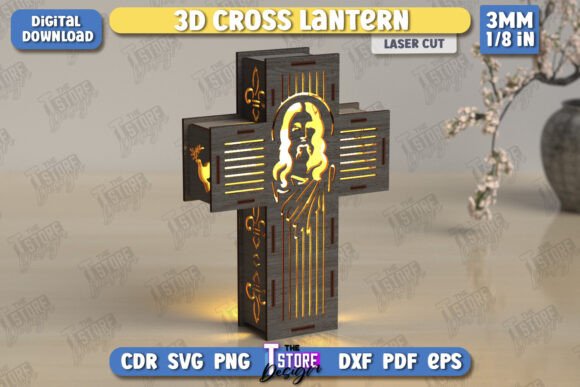 3D Cross Lantern Laser Cut Christianity Ornaments