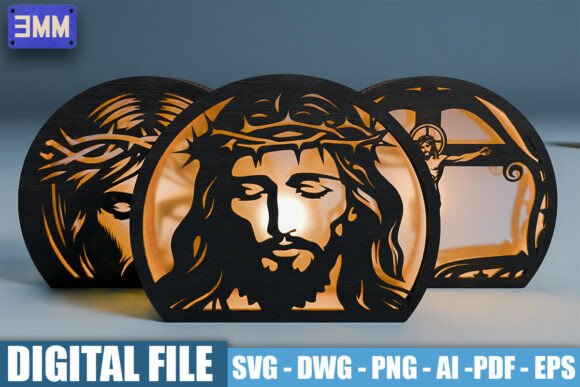3D Jesus Christ Lantern Laser Cut Files for Stands