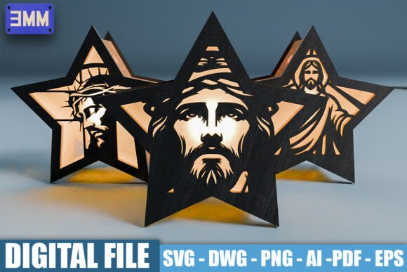 3D Jesus Christ Star Lantern Laser Cut