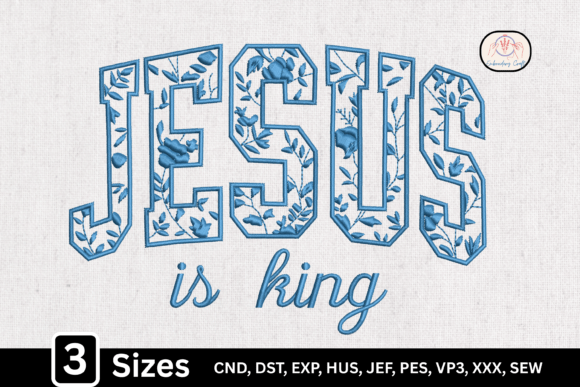 Blue Toile Floral Pattern Jesus is King — Religion Amp