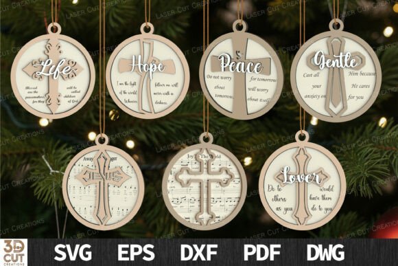 Christian Cross 3D Ornament Bundle — Winter Amp