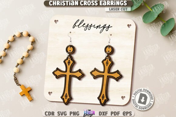Christian Cross Earrings Laser Cut CNC