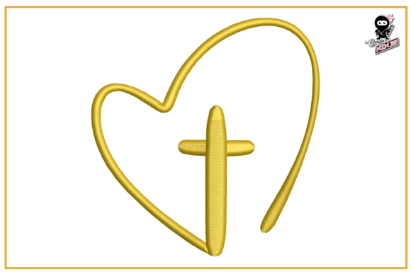 Christian Cross with Heart Embroidery — Religion Amp