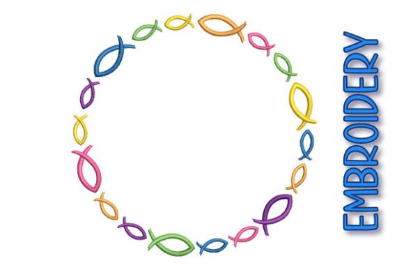 Christian Fish Frame Embroidery Design — Religion Amp