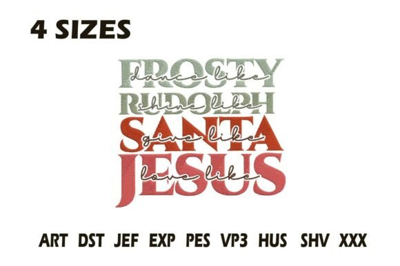 Frosty Rudolph Santa Jesus Christmas Embroidery