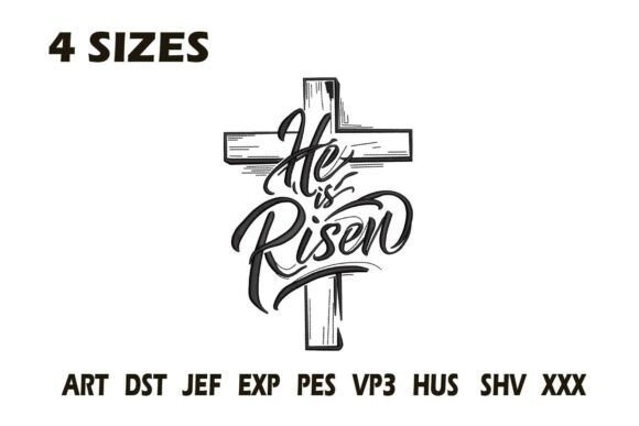He is Risen Cross Christian Embroidery — Religion Amp
