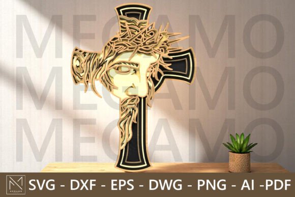 Jesus Cross Layered SVG Cut File for Wall Decor
