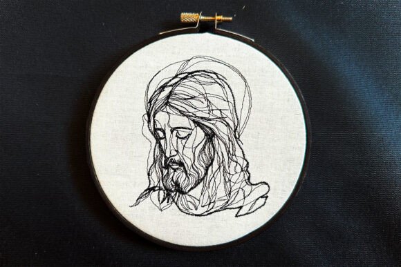 Jesus Face Machine Embroidery for Easter Branding