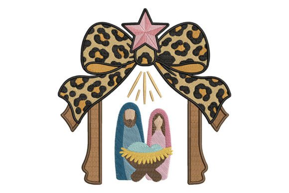 Leopard Nativity Bow Embroidery