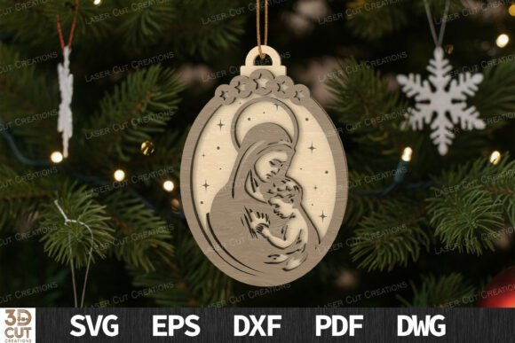Mary and Baby Jesus Ornament SVG — Winter Amp