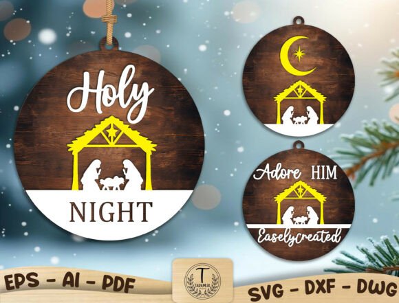Nativity Scene Ornament SVG Bundle — Winter Amp