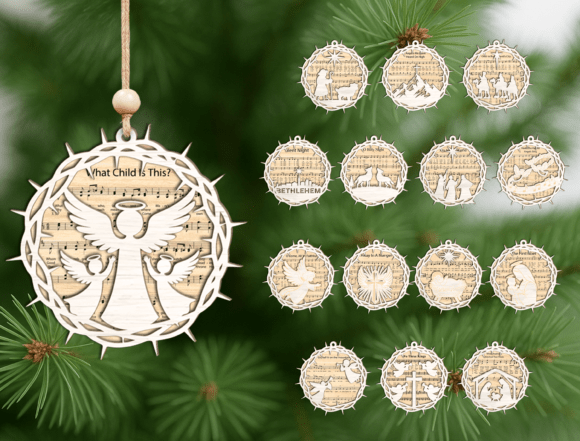 Round Christian Hymn Ornament Laser SVG