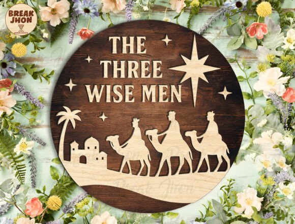 The Three Wise Men Round Sign SVG — Winter Amp